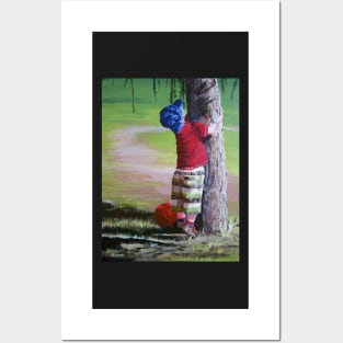 Child hugging a tree Posters and Art